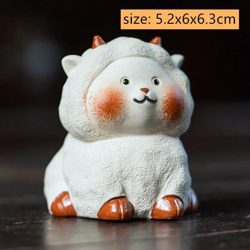 

Chinese Zodiac Purple Clay Tea Pet Handmade Sheep Statue Ornaments Tea Figurine Sculpture Animal Decoration Tea Set Accessorie