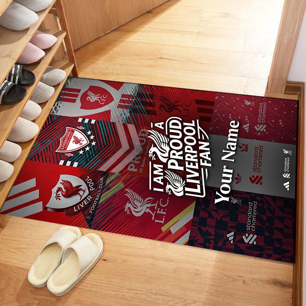 Liverpool Fc Personalized Name Floor Mat Perfect For Dining Room Decorate Room Game Room Playrooms Antislip Carpet Office Home Decor