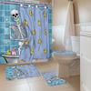 1/4 Pcs - Funny Blue Skull Shower Curtain Set, Non-slip Bathroom Floor Mat, Toilet U-Shaped Mat, Cover Mat, Home Decor Gift