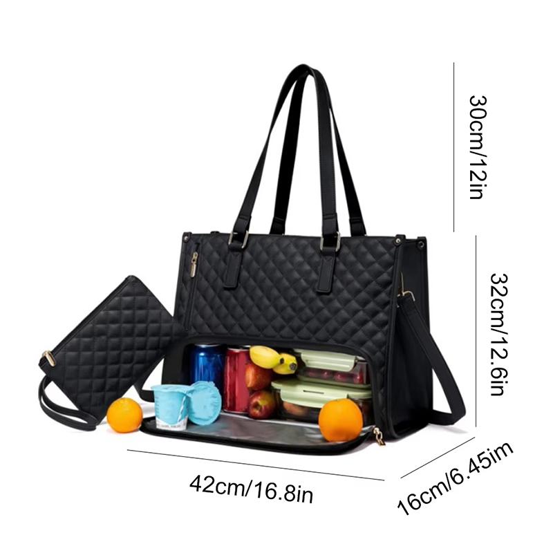 Women's 2-in-1 Insulated Lunch Bag Suitable for 15.6-inch Laptops Leak-proof Insulated Work Bag Waterproof Picnic Cooler Bag
