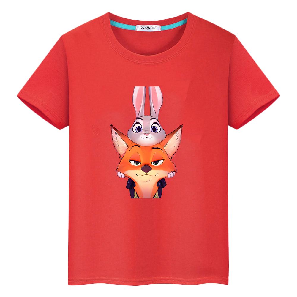 Zootopia 2 Print t shirt for kids boy 10years Tops 100%Cotton anime Short Kawaii pride tshirt y2k one piece girl clothes