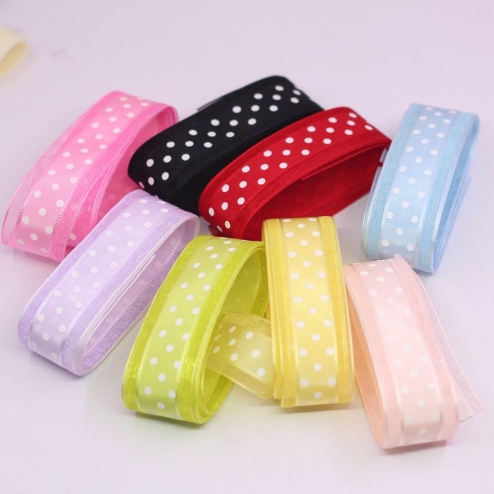 25mm 5meters Organza Ribbon Hair Bow Christmas Wedding Decor Polka Dots Ribbon Gift Bouquet Decoration DIY Sewing Fabric