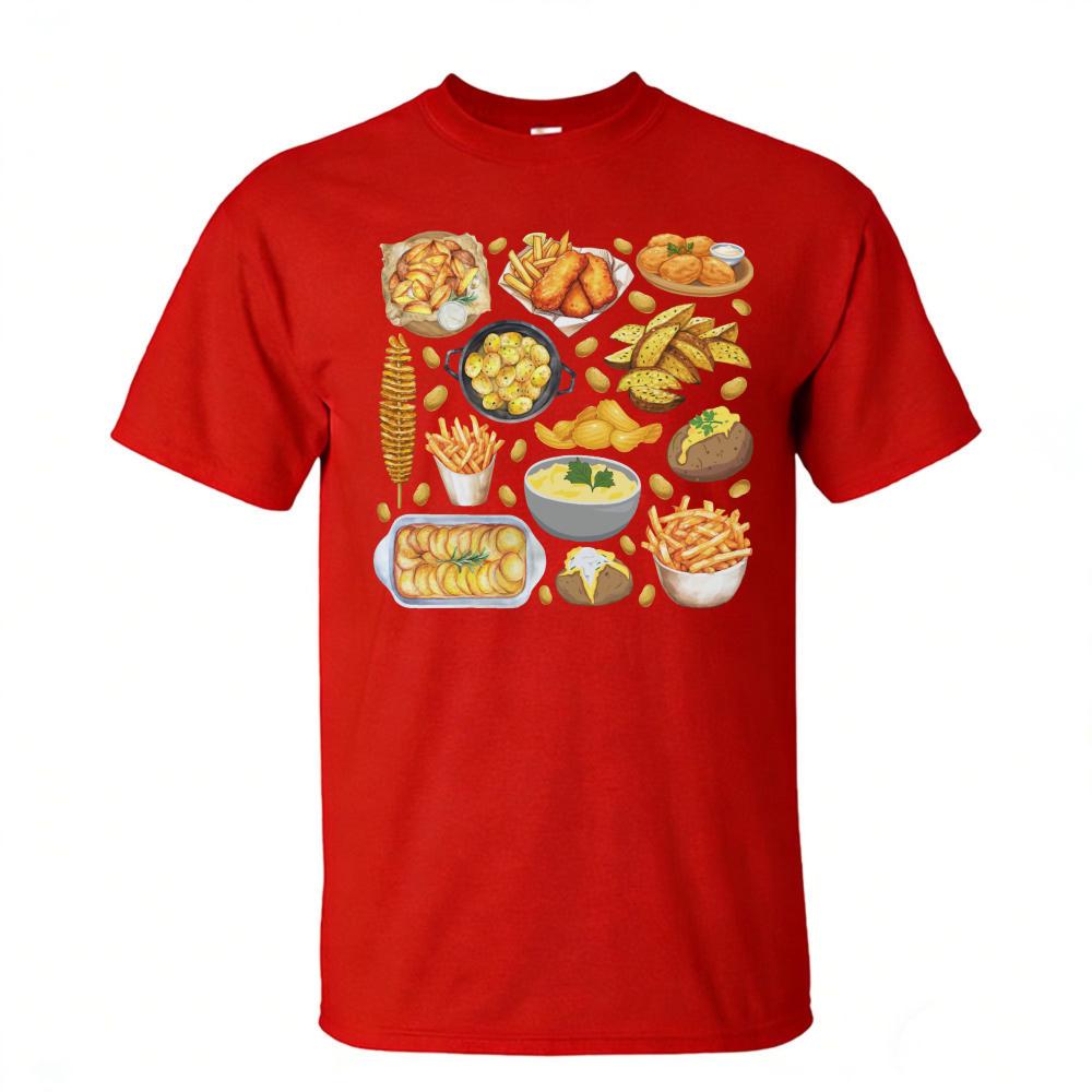 Cartoon Various Potato Food Collection Graphic Print Tshirt Unisex Cotton Crew Neck Potato Lover Daily Casual Short Sleeve Tee