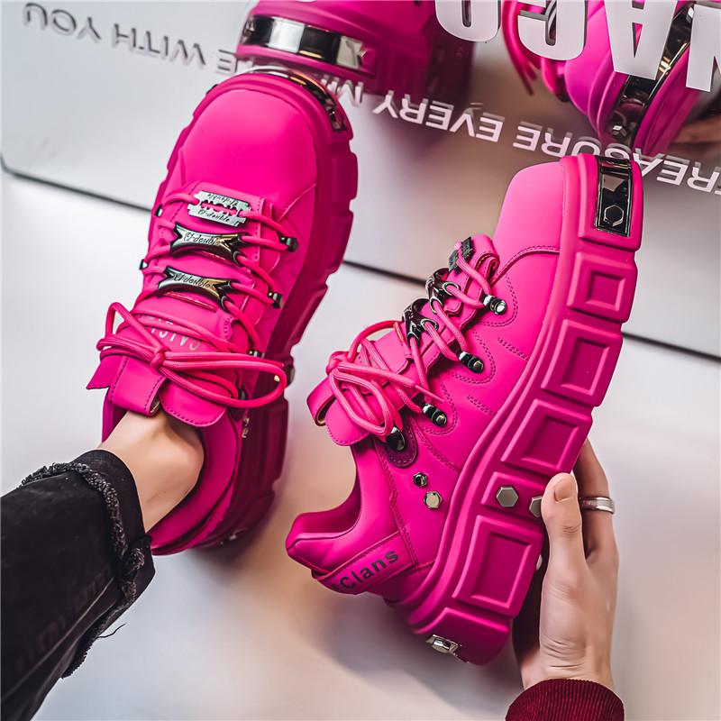 Men's Shoes Platform Heightening Leisure Sports Muffin Board Shoes Spring and Autumn Teenagers Personality Heavy Metal Large Size Trendy Shoes