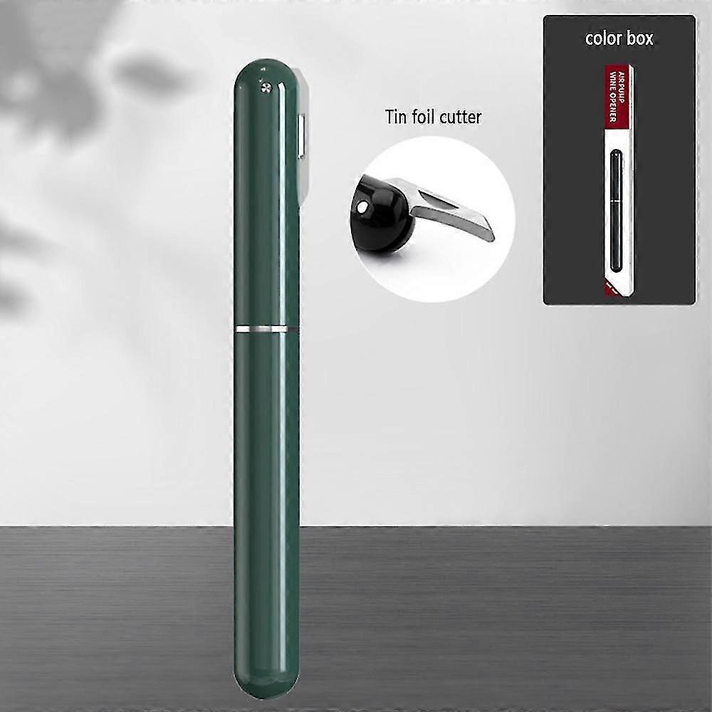 Air Pump Wine Bottle Opener Pin Cork Remover Pneumatic Corkscrew Gadget Tool, Green