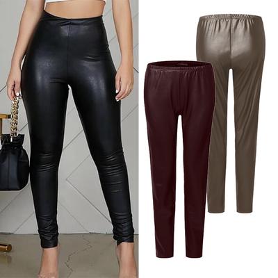 casual plain slim elastic waist pencil pants