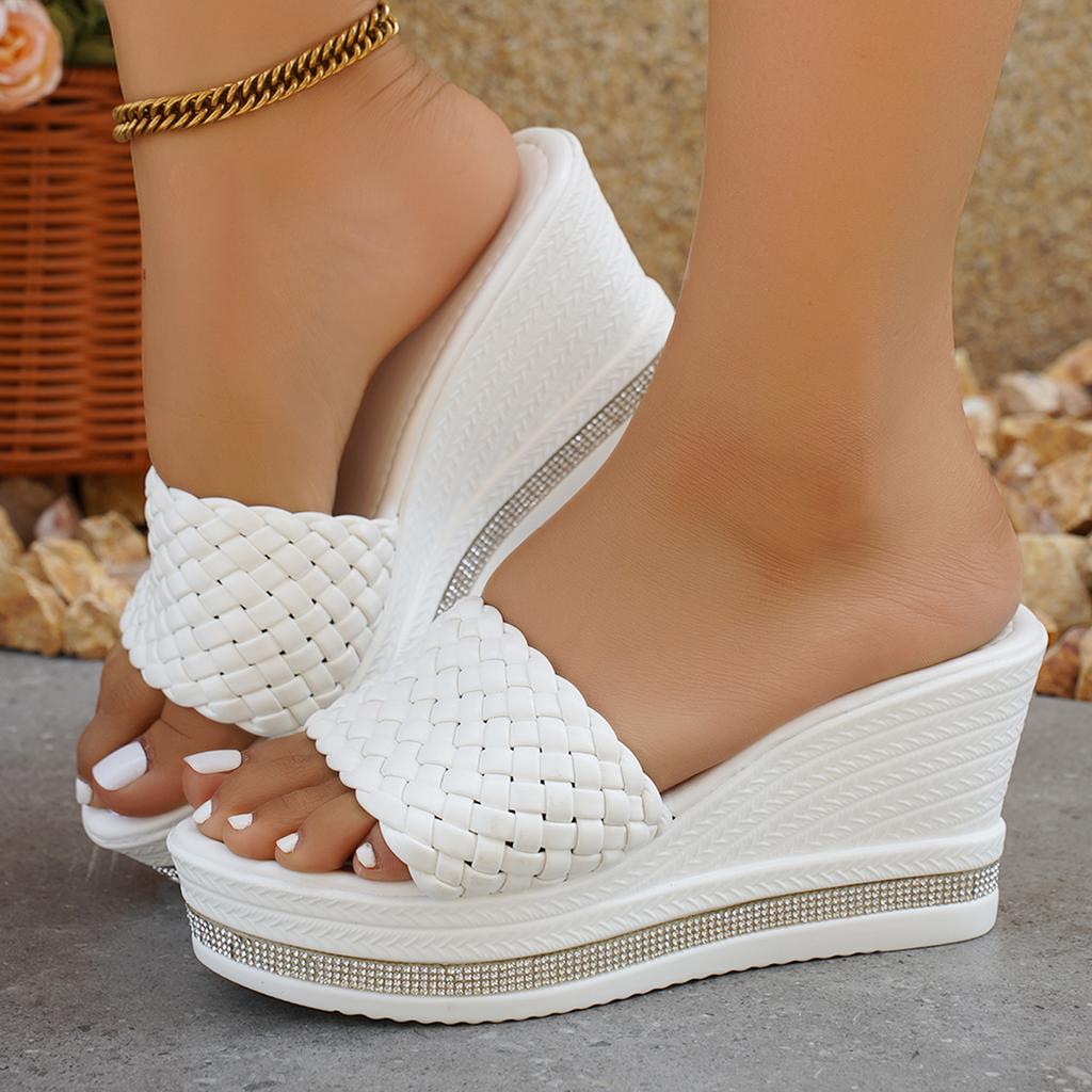 Fashion 2025 New Wedges Weave Women Sandals Summer High Heels Shoes Women Sexy Platform Slippers Open Toe Fashion Outdoor Ladies Sandals