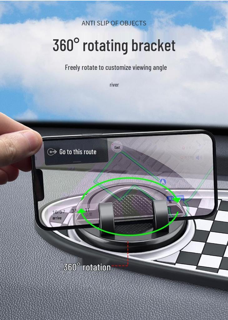 Car Center Console Non-slip Phone Holder & Multifunctional Parking Number Plate Dashboard Storage Mat
