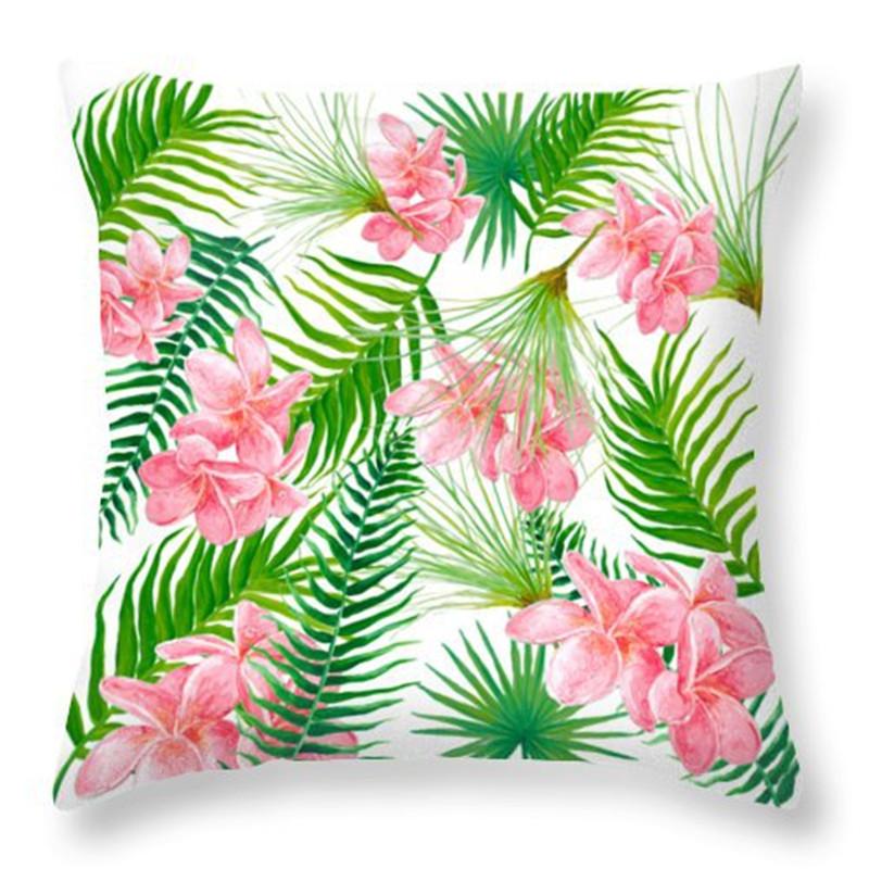Rainforest Tropical Plant Leaf Print Pattern Cushion Cover Home Living Room Sofa Decoration Square Polyester Pillow Pillow Cover
