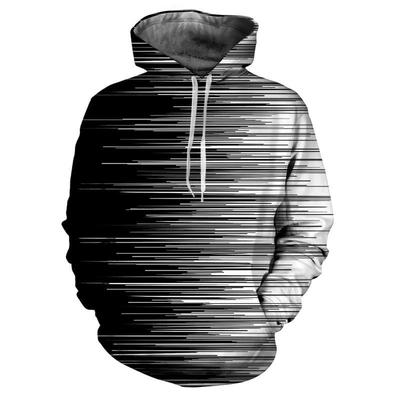 Pánská mikina s kapucí Geometric Vertigo s 3D potiskem Černobílá ležérní mikina Street Fashion Graffiti Inkjet Personalizovaná mikina