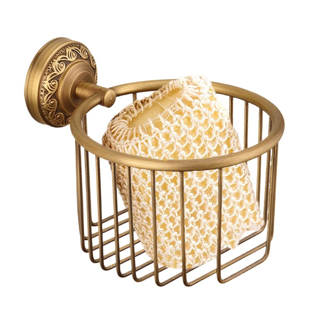 Vintage Toilet Paper Holder Brass Wall-Mounted Toilet Paper Roll Holder Rustic Vintage Tissue Rack for Dorm Apartment Home