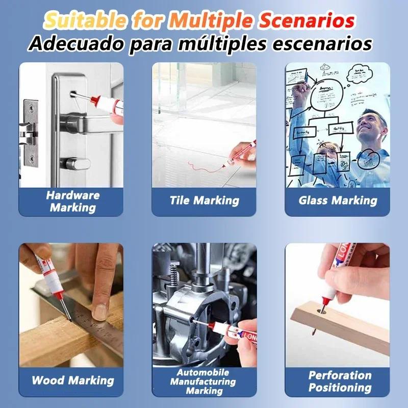 20mm Deep Hole Long Nib Head Markers For Metal Perforating Pen Waterproof Bathroom Woodworking Decoration Multi-Purpose