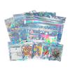 100 PCS Holographic Gift Logo Custom Printed Bags Aluminum Foil Zip Lock Clear Plastic Packaging Mylar Bag for Cosmetic Clothes