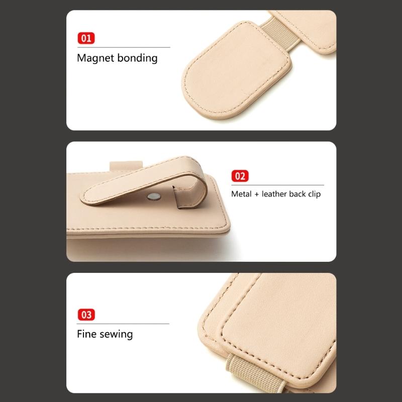Leather Storage Clip Auto Interior Accessory Car Glasses Holder Card Clip Eyeglass Hanger Organizer Clip for Sun Visors