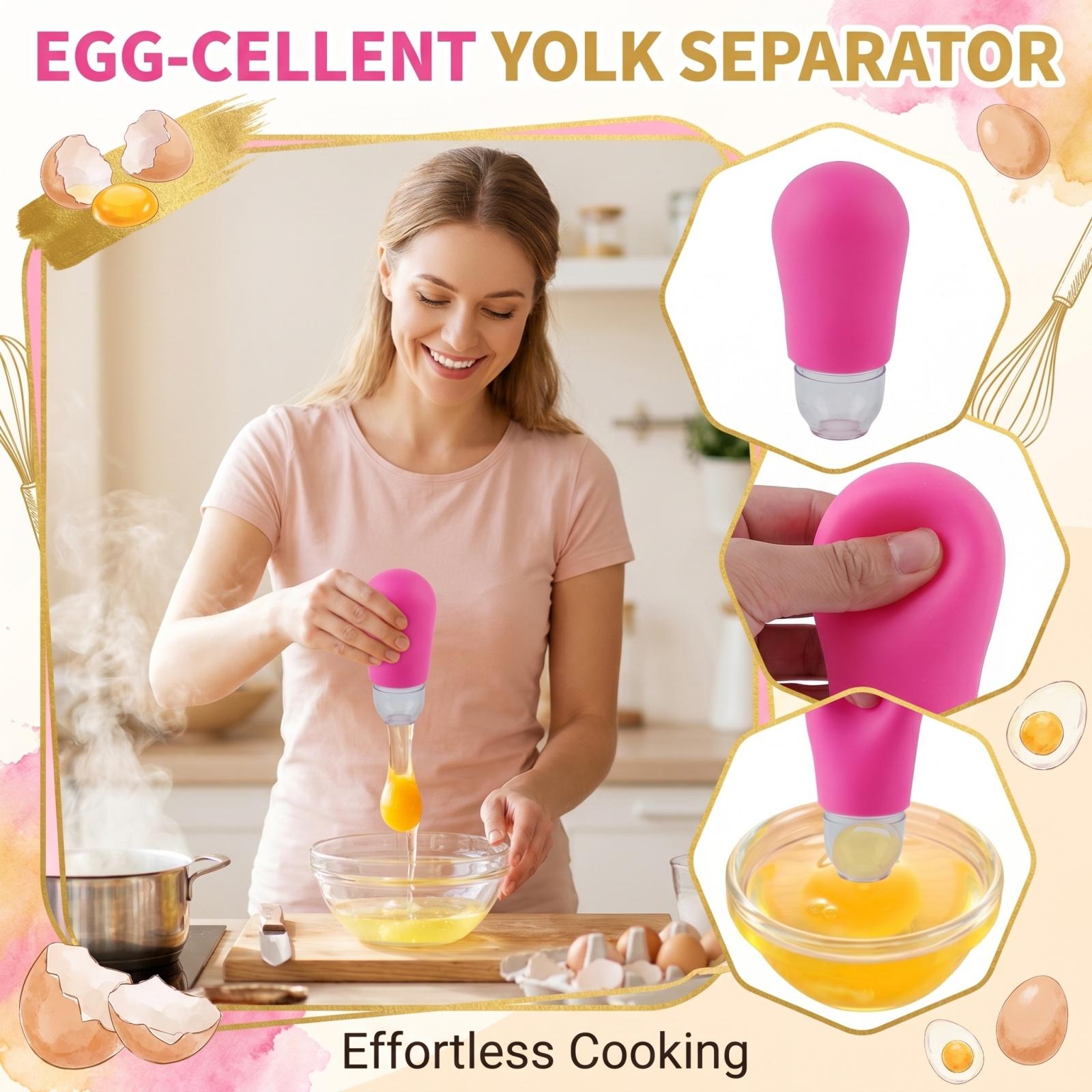 

Egg Yolk Separator Tool Kitchen Gadget Plastic Egg White Yolk Divider Easy To Use Durable Cooking Accessory One Size гарячі рожевого кольору
