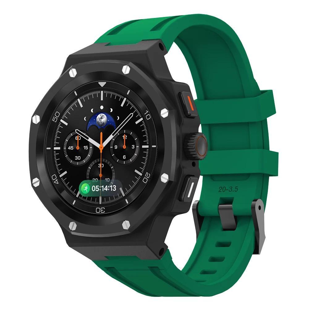 Metal Case Rubber Band For Samsung Watch 8 40mm 44mm 8Classic 46mm Luxury Modification Kit  For Watch 8 Refit Kit Accessories
