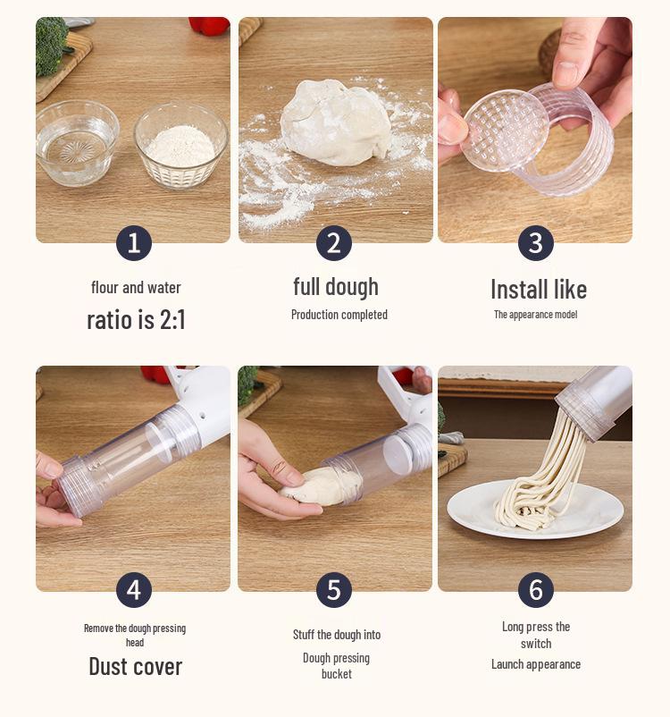 Tragbarer Kabelloser Automatischer Nudelbereiter: Kompakte elektrische Teigpresse für einfache hausgemachte Nudeln