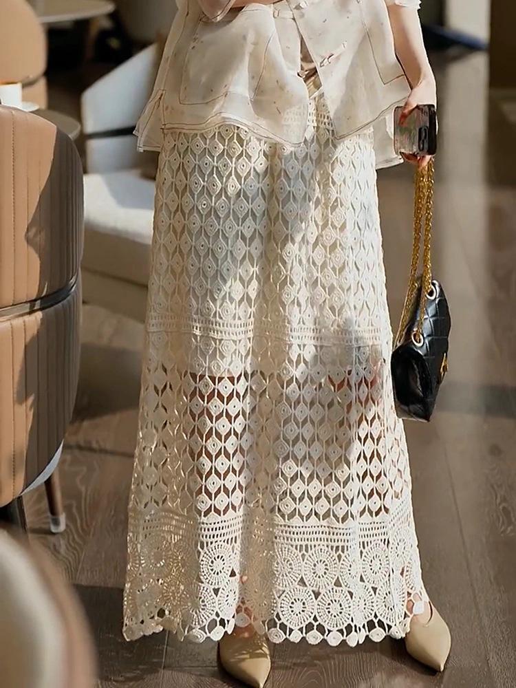 2025 Bohemian Crochet High Waist Big Hem Lace Skirt