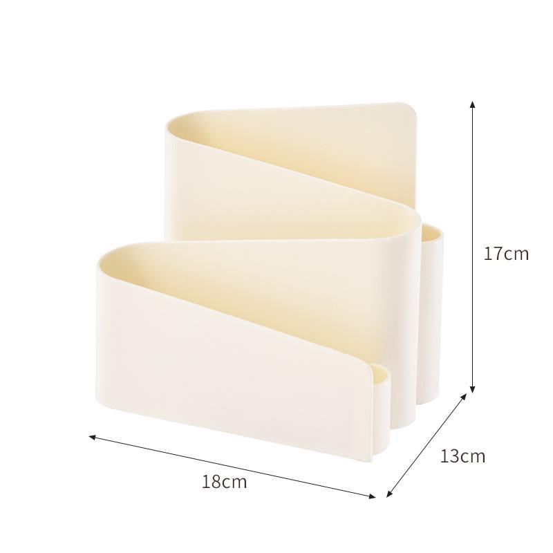 Creative Student Desk Organizer: Multi-functional Cream Pen Holder with Slanted Inserts.