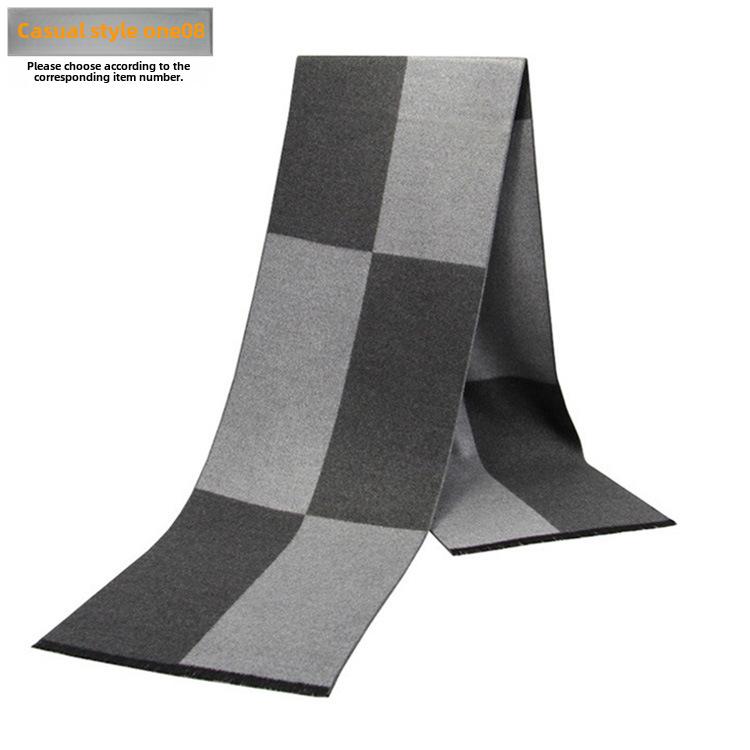 Men's Autumn & Winter Plaid Imitation Cashmere Scarf - Warm & Thick Custom Design