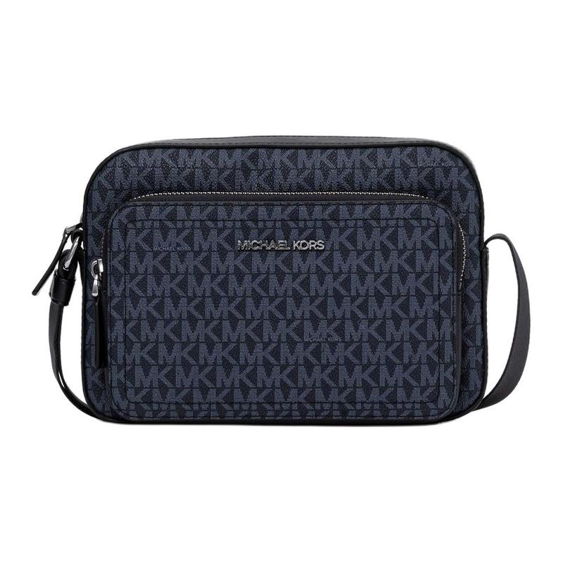 Michael Kors COOPER EW Logo Printed Shoulder Strap Adjustable Coated Canvas Shoulder Bag Men's Navy Blue