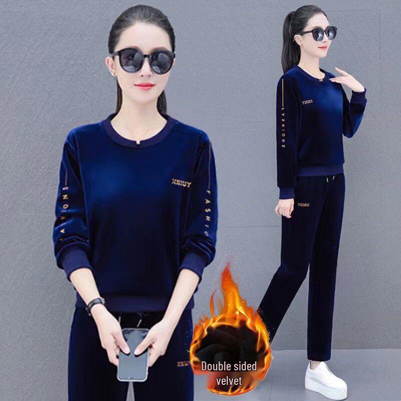 Dámská podzimní/zimní ležérní sportovní souprava: Módní, Omlazující, Volný, Zeštíhlující, S plus sametem, Zesílený dvoudílný.