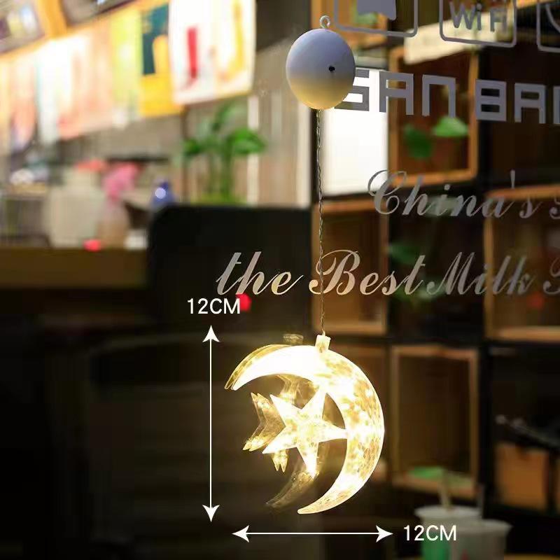 LED Christmas Window Suction Cup String Lights with Tree, Santa, Snowman, and Stars