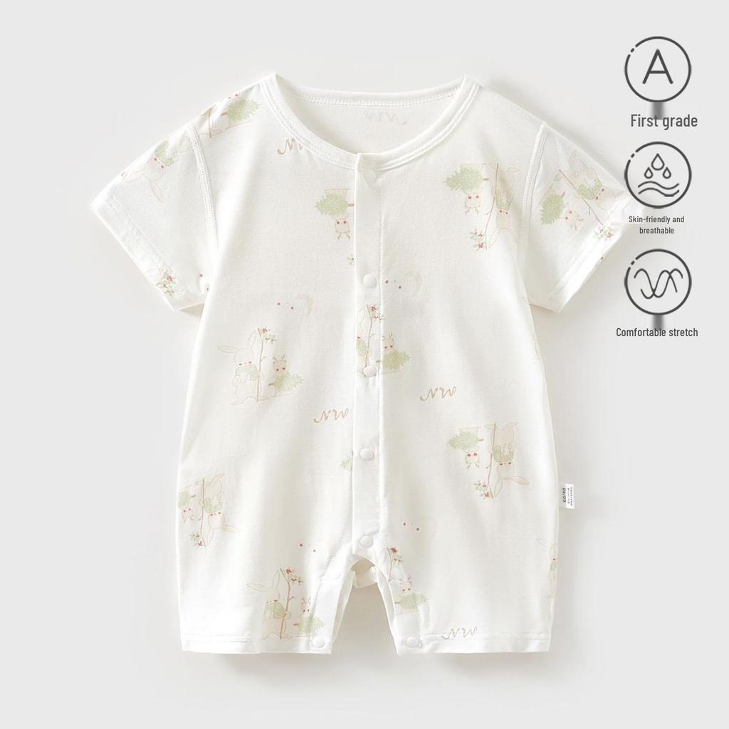 Infant Summer Romper - Short Sleeve Modal Jumpsuit for Babies and Toddlers