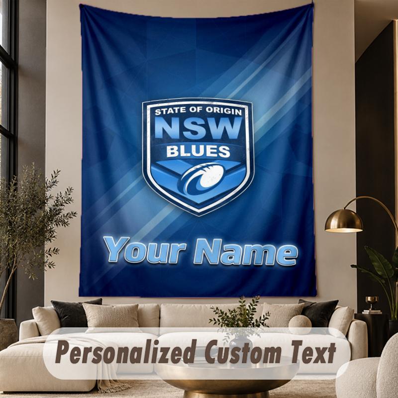 Custom Text Tapestry NSW Blues Logo Print Wall Tapestry Indoor Living Room Wall Decor