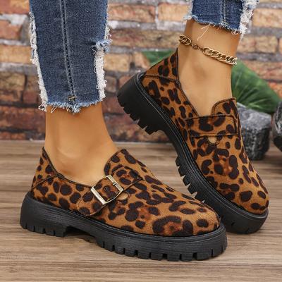 Mocassini Leopardati alla Moda da Donna Primavera Estate Casual Slip On Scarpe Piatti Donna Fibbia in Metallo Antiscivolo Scarpe da Passeggio da Donna