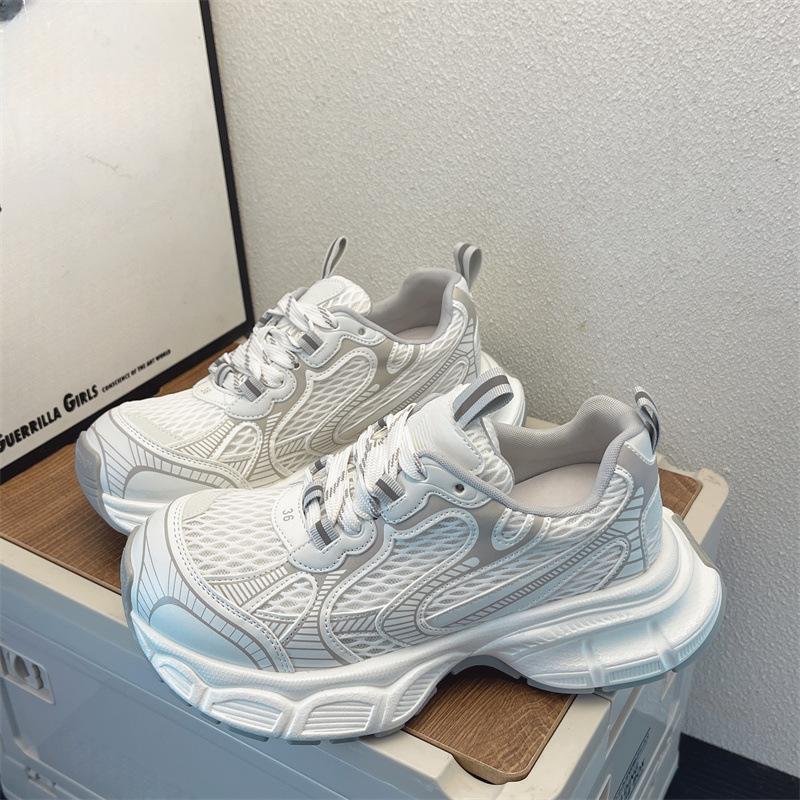 Dad shoes new summer breathable thin heightening casual sneakers 35 белый