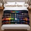 Music Guitar Theme Soft Blanket Personalized Custom Name Text Print Warm Blanket Home Sofa Bedroom Decor