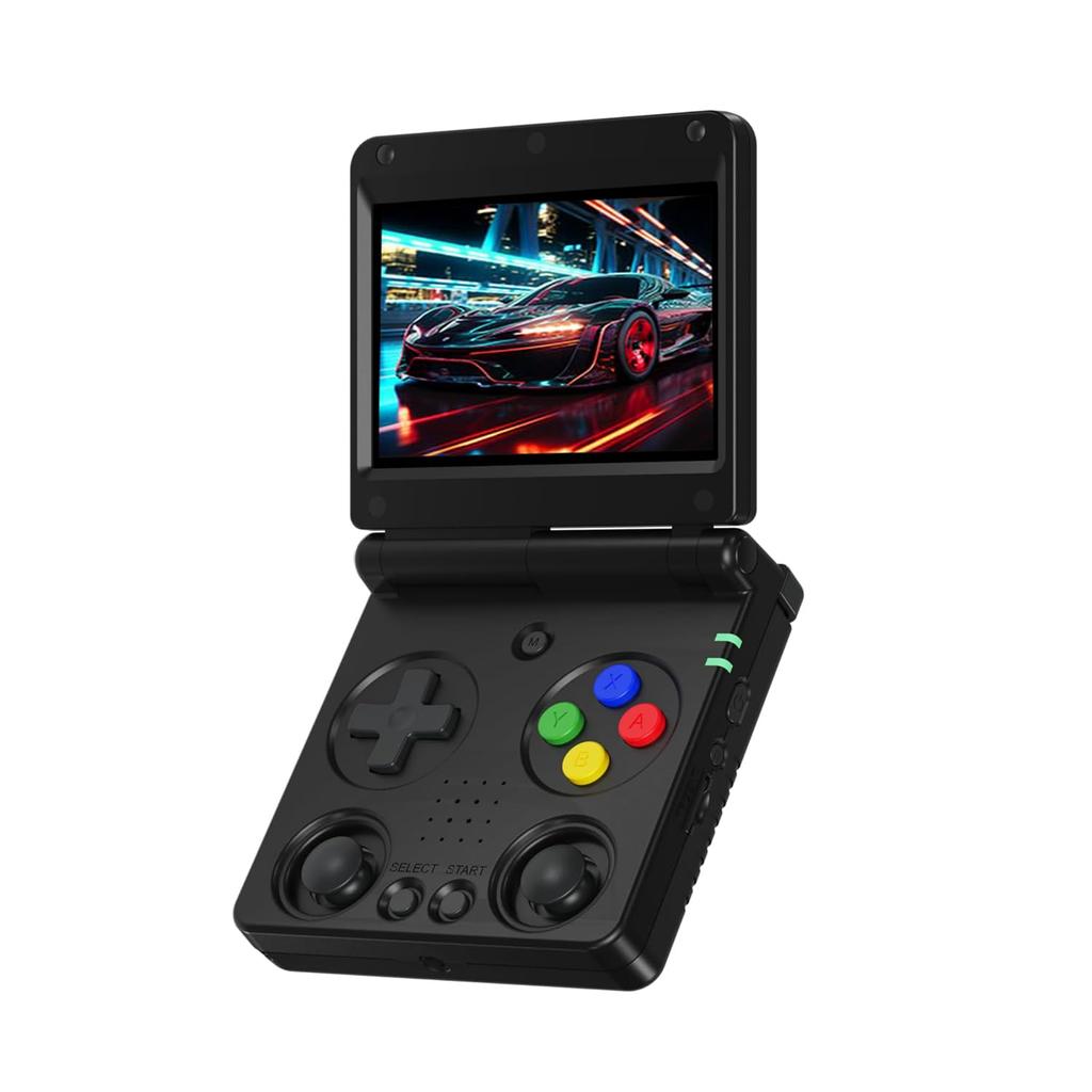 Anbernic RG34XXSP Flip Portable Game Foldable Retro Game Console with Linux Japanese Language Dual 3300mAh 64GB Black Console, System, 3.4-inch