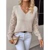 Hollow out Long Sleeve V-neck Sweater Hollow out Long sleeve V-neck Pullover Sweater