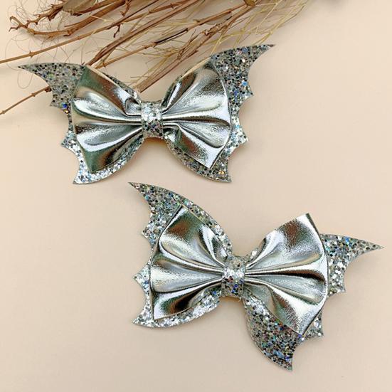 2/6Pcs Halloween Hair Clips Bat Wing Design Shiny Hairpin Women