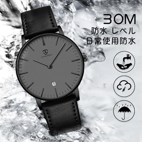 Men's simple, stylish, slim, casual watch with date display, waterproof, analog quartz movement, and unisex design for business, commuting, parties, a