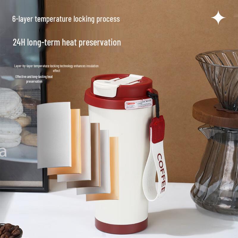 Zhenshijia Lily of the Valley Portable Insulated Coffee Cup 500ml