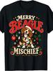 Merry Beagle Mischief Christmas Dog Holiday Lights T-Shirt