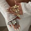 4Pcs/Set Vintage Irregular Pearl Flower Rings for Women Punk Geometric Exaggerated Gold Silver Rings Set Finger Ring Jewelry New
