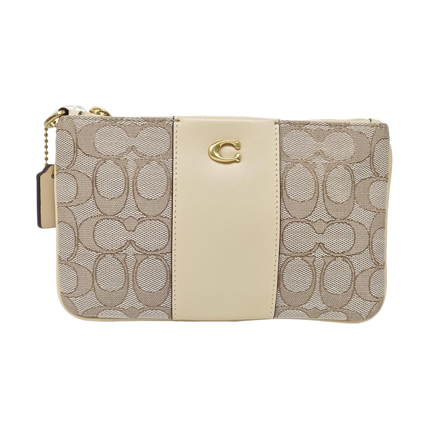 [Pre-Owned] Wristlet All Over Print Zipper Closure Cotton And Leather Clutch - Excellent #11CN4NA ONE SIZE