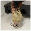 Pu Material Fringe Water Bucket Shoulder Bag With Zipper Pocket For Women