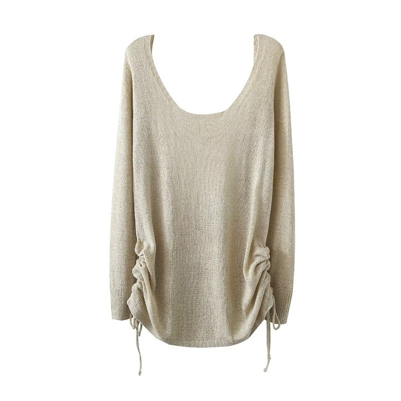 

Lazy Ins Bare Back Loose Knitting Short Skirt Drawstring Beige One size