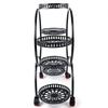 6 Pots Plants Flower Holder 4 Tier Display Shelf Rack with Wheels for Patio Garden Yard Home Decor Indoor Outdoor, Round Black