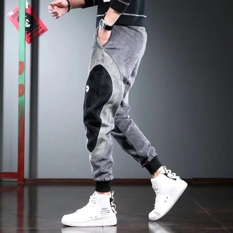 Popular Spring and Autumn Fashionable Corduroy Pants for Men Loose Legged Casual Pants Spliced Thickened Hiphop Harem Pants