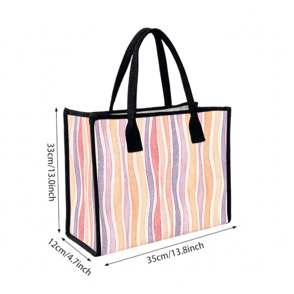 Wavy Striped Large Tote Bag Stylish Casual Shoulder Bag Daily Use Handbag