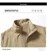 Men's Plus Size Stand-Up Collar Jacket - Casual Solid Color Coat for Spring/Autumn