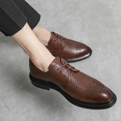 Marke Herren Brogues Kleiderschuhe Mode Echtes Leder Herren Business Flache Schuhe Schwarz Atmungsaktiv Herren Formell Büro Arbeitsschuhe