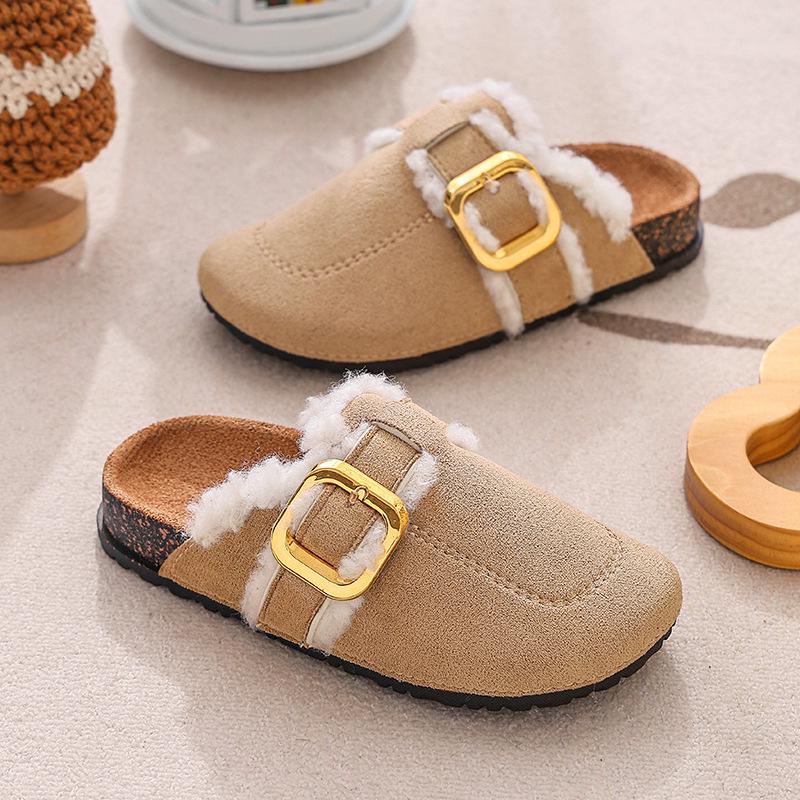 Женские тапочки Birkenstock на меху с открытой пяткой - Теплые с бархатной подкладкой ретро с закрытым носком для осенизимы Size 31 Fits 185mm foot 1390₽