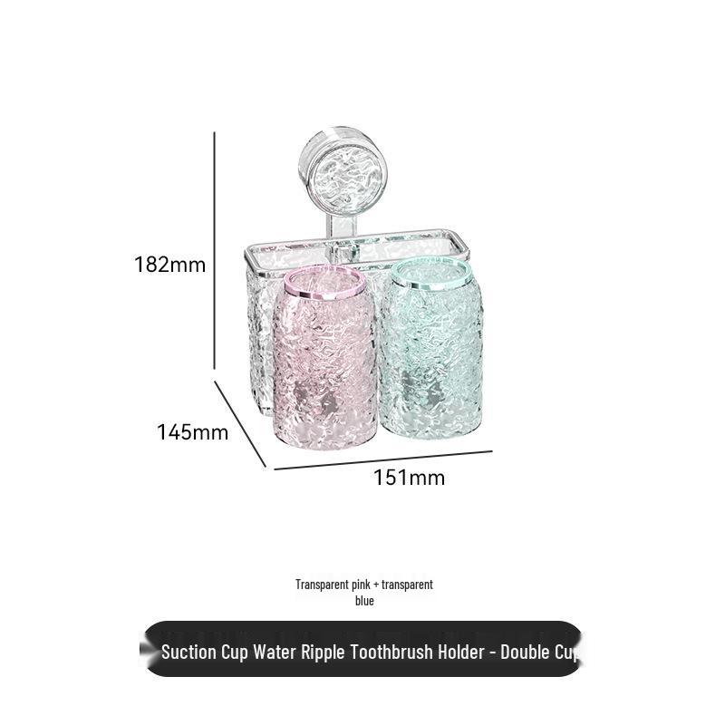 Wall-Mounted Punch-Free Toothbrush and Toothpaste Holder with Suction Cup and Mouthwash Cup