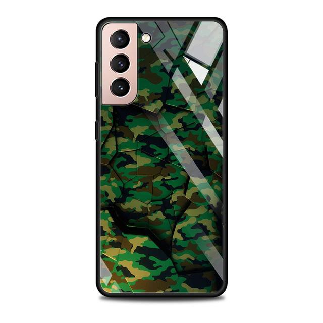Camouflage Pattern Camo Military Army Glass Case For Samsung Galaxy S21 S20 Ultra S10 Plus Lite S20fe 5g S10e S9 S8 Shell Funda
